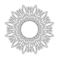 Timeless Engraved Tribal Mandala in Black and White Coloring Book Page