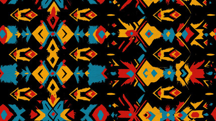 Vibrant Ethnic Geometric Textile Pattern Bold Aztec Inspired Design Seamless Repeat