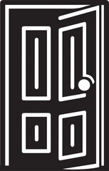 Door icons set. Open, close and ajar door