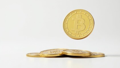 A single coin flipped mid-air, isolated on white , white background, money, motion