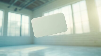 Floating blank card in modern loft space