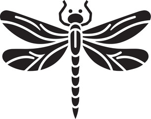 Dragonfly silhouette. Black vector illustration on white.