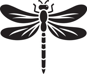 Dragonfly silhouette. Black vector illustration on white.