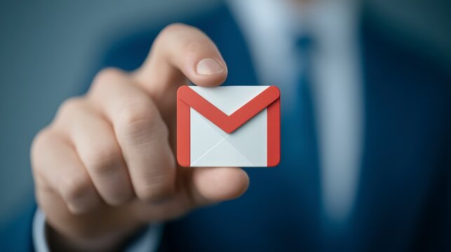 Businessperson Holding Gmail Email Icon  Communication  Digital Marketing  Technology