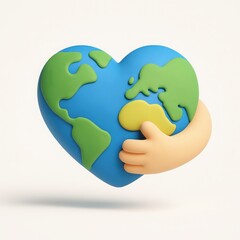 3D Render of a Heart Shaped Earth Held by a Hand