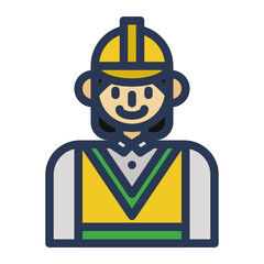 Construction worker Icon In color Outline Style
