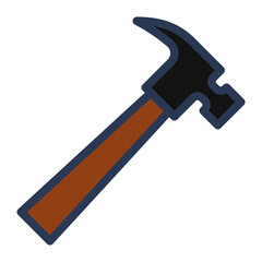 Hammer Icon In color Outline Style