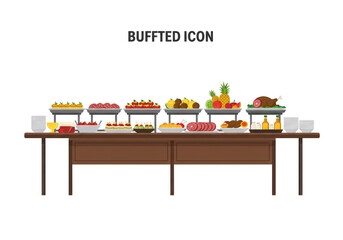 Buffet Food Table Illustration Transparent Background Dining Restaurant Meal