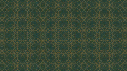 seamless geometric square and stairs star  pattern vector. 
 simple and minimalist line art in gold and green color. 