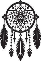 Dreamcatcher black and white illustration