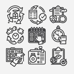 Finance & Banking Line Icon Set – Money, Investment, Profit & Market Symbols