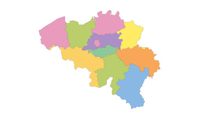 Multicolor Map of Belgium with Provinces