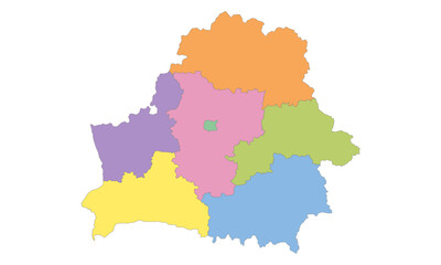 Multicolor Map of Belarus with Regions
