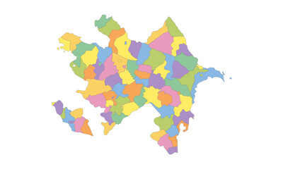 Obraz premium Multicolor Map of Azerbaijan with Regions