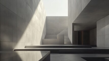 Obraz premium Interior modern concrete architectural space with natural light.