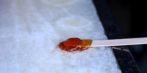 Traditional Canadian Sweet: Maple Syrup on Snow Candy