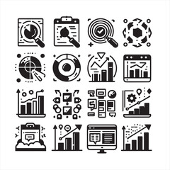 Sales & Marketing Growth Icons Set: Strategy, Profit, SEO, Vision & More