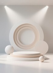 Minimalist cream and white product display podium