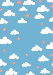 Obraz premium Cute cloud illustration drawing background