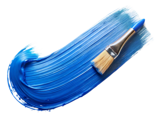 Blue stroke of paint brush isolated on white background
