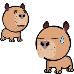 little capybara character cartoon expressions pack collection in vector art