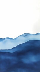 Traditional Chinese watercolor blue and white silk dyed mountain illustration poster background
