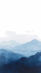 Obraz premium Traditional Chinese watercolor blue and white silk dyed mountain illustration poster background