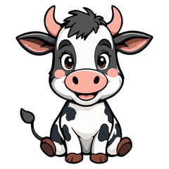 Cartoon Cow Clip Art – Cute Farm Animal Illustration for Kids