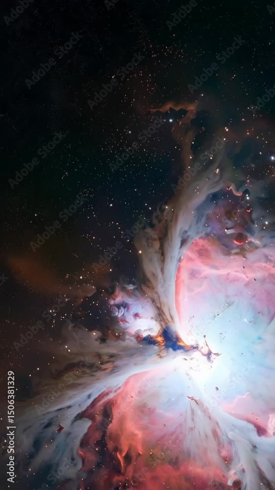 Wall mural stunning nebula formation displaying pink and white gases with dark starfields creating an awe-inspi