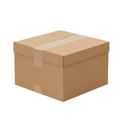 Cardboard box with tape isolated on transparent background