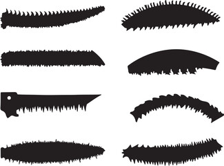 Silhouette Vector Graphics of Saw Blades: Hand Saws, Woodworking Tools, Carpentry Equipment Designs