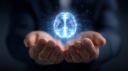 Illuminating intellect showcasing advanced cognition and human potential in technological integration