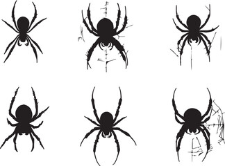 Spider Silhouettes Vector Art: Black and White Spider Illustrations for Halloween and Design Projects