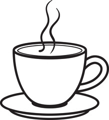 hot tea or coffee cup line art vector illustration on white background