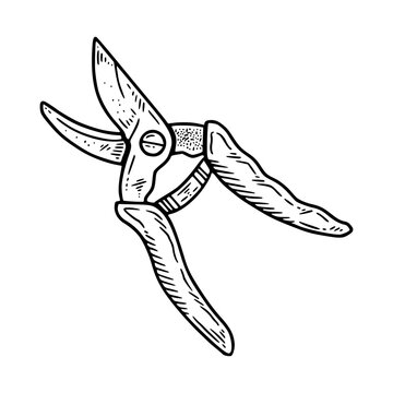 black and white garden shears clip art preview