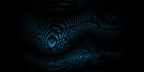 Vector abstract motion, smooth, soft wave line pattern and dot particle. Curve and fluid shape on black background. Illustration modern graphic design for luxury wallpaper or futuristic, technology