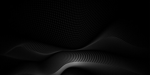 Vector abstract motion, smooth, soft wave line pattern and dot particle. Curve and fluid shape on black background. Illustration modern graphic design for luxury wallpaper or futuristic, technology
