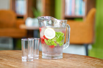 Infused water on a glass jug