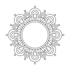 Whimsical Mehndi Dream Mandala in Black and White Coloring Book Page