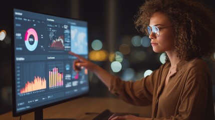 Data analysis insights office setting digital dashboard professional environment close-up view analytics concept