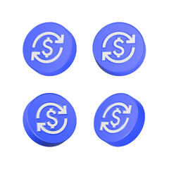swap dollar sign button 3d rendering