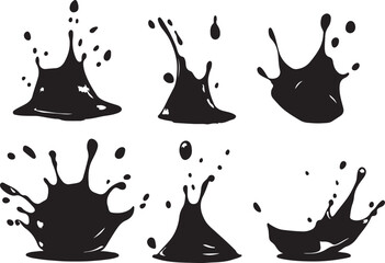 Black Ink Splatter Vector Set: Dynamic Liquid Splash Design Elements for Creative Projects