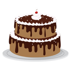 Two Tier Chocolate Cake with Cherry