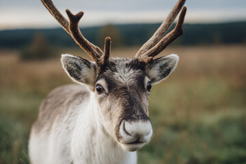 Fototapeta premium a close up of a reindeer with antlers on it's head