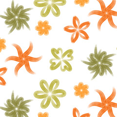 Obraz premium Seamless Floral Pattern with Various Hand-Drawn Flower Shapes for Decorative Design