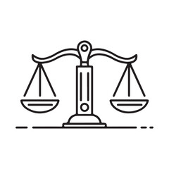 A vector icon of the scales of justice, representing legal balance, equality, and law