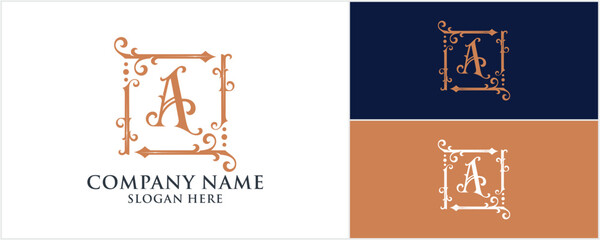 initial A wedding monogram logo, wedding & Fashion logo design, Vector illustration