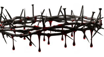 Crown of Thorns Bleeding with Transparent Background Religion Concept