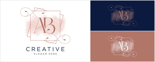 Initials logo AB, BA. design with gold color, usable for Brand, personal and company logos, vector illustration