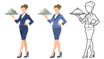 Waitress Balancing a Cloche Food Tray.